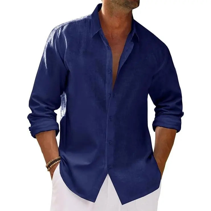 Top Pick for Mature Men | Button-Down Linen Shirt, Versatile for Work, Daily & Beach