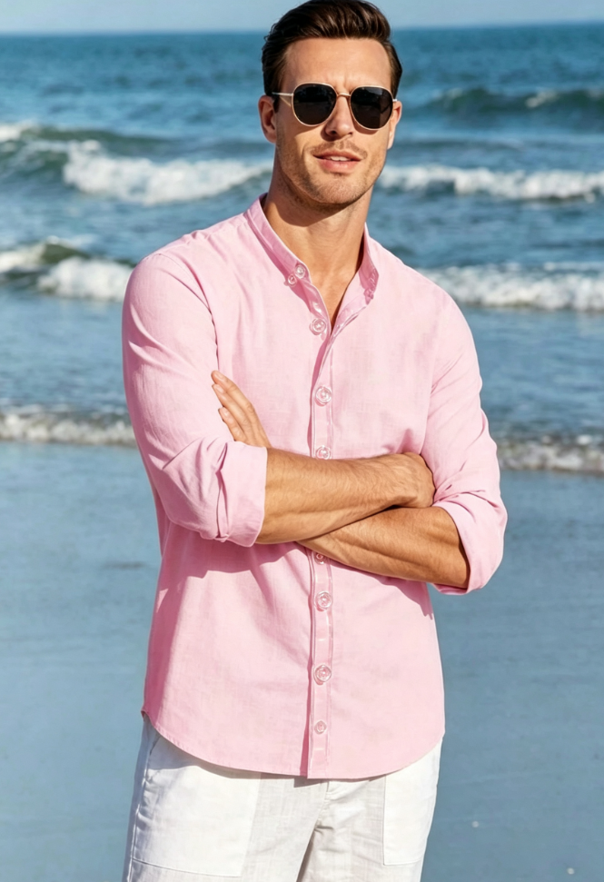 Top Pick for Mature Men | Button-Down Linen Shirt, Versatile for Work, Daily & Beach