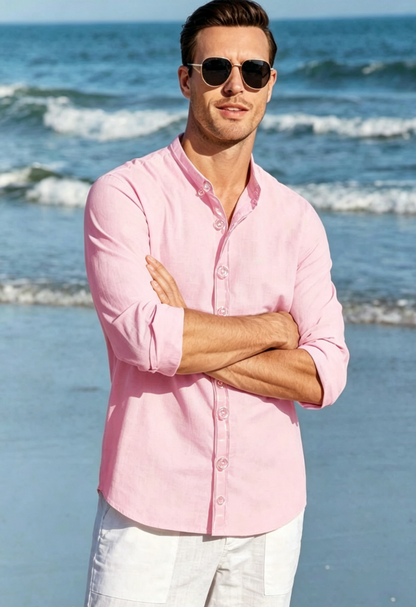 Top Pick for Mature Men | Button-Down Linen Shirt, Versatile for Work, Daily & Beach