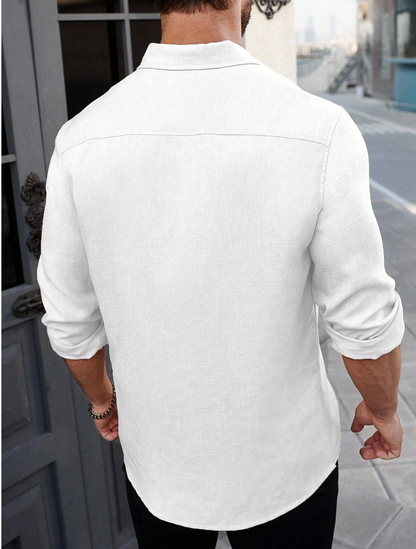 Top Pick for Mature Men | Button-Down Linen Shirt, Versatile for Work, Daily & Beach