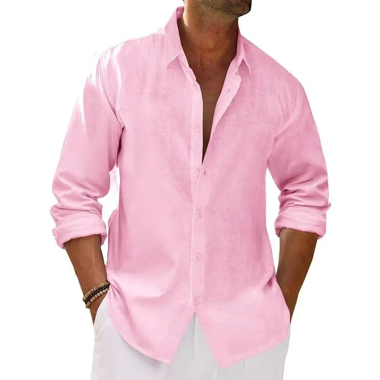 Top Pick for Mature Men | Button-Down Linen Shirt, Versatile for Work, Daily & Beach
