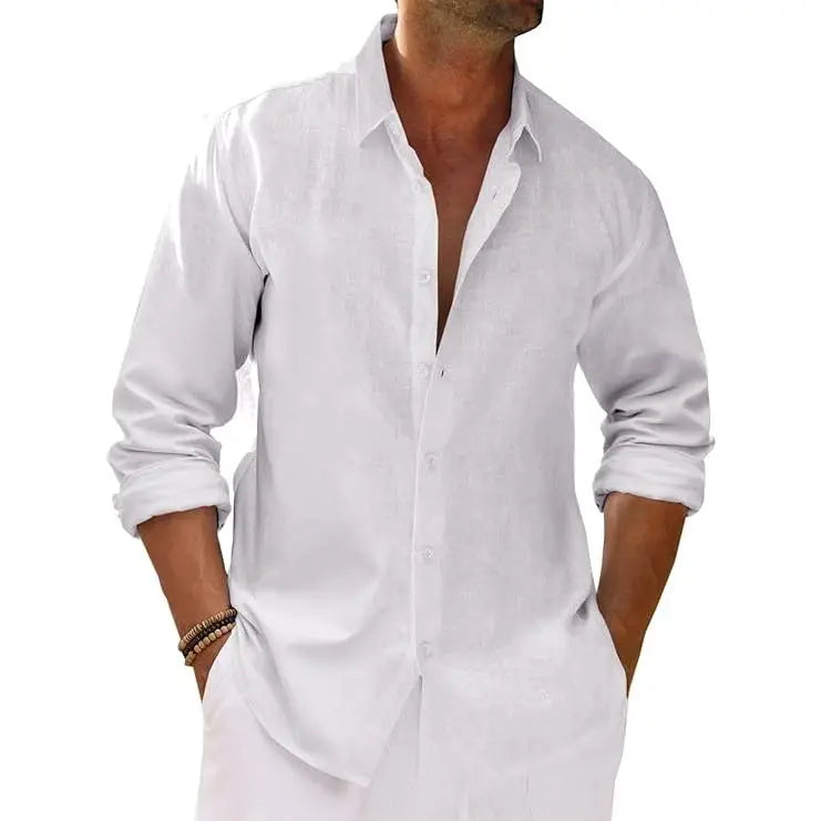 Top Pick for Mature Men | Button-Down Linen Shirt, Versatile for Work, Daily & Beach