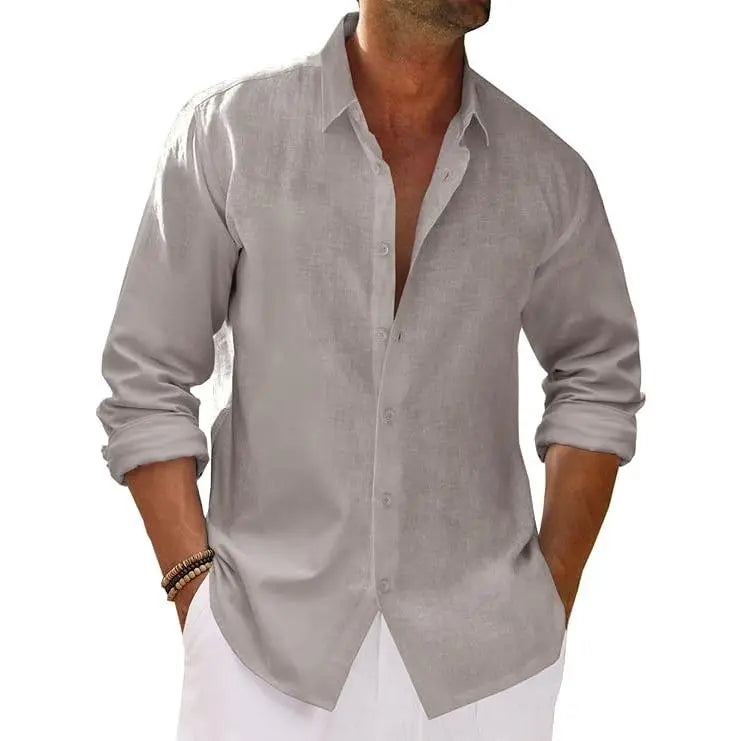 Top Pick for Mature Men | Button-Down Linen Shirt, Versatile for Work, Daily & Beach