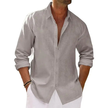Top Pick for Mature Men | Button-Down Linen Shirt, Versatile for Work, Daily & Beach