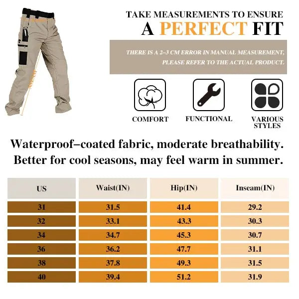 Men’s Tactical Work Pants | Multi Pockets & Zipper, for Work & Outdoor Activities