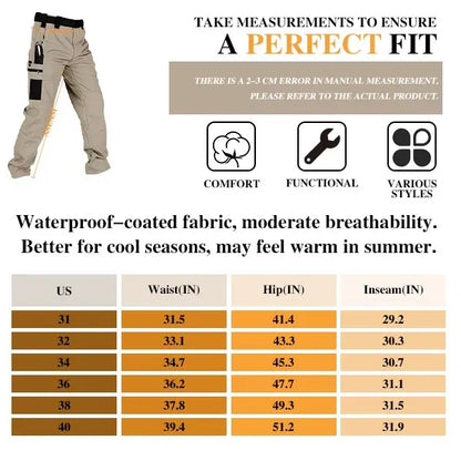 Men’s Tactical Work Pants | Multi Pockets & Zipper, for Work & Outdoor Activities