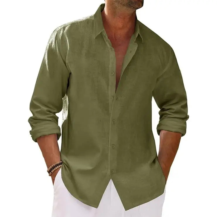 Top Pick for Mature Men | Button-Down Linen Shirt, Versatile for Work, Daily & Beach