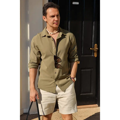 Top Pick for Mature Men | Button-Down Linen Shirt, Versatile for Work, Daily & Beach
