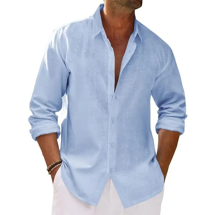 Top Pick for Mature Men | Button-Down Linen Shirt, Versatile for Work, Daily & Beach