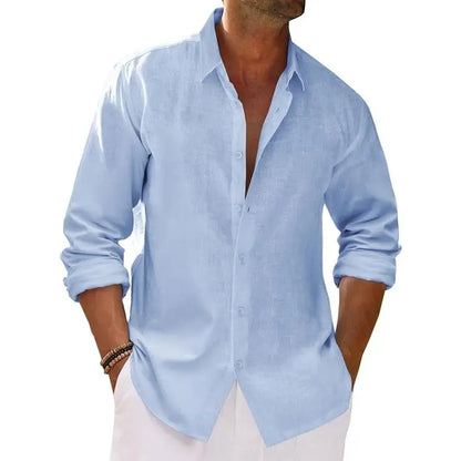 Top Pick for Mature Men | Button-Down Linen Shirt, Versatile for Work, Daily & Beach